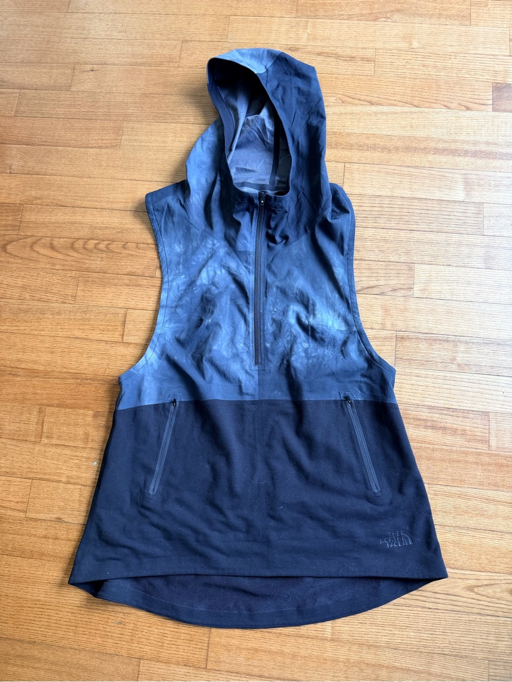 The North Face Med Half Zip Hooded Vest Tie Dye Gorpcore active tunic Black M - Picture 2 of 6